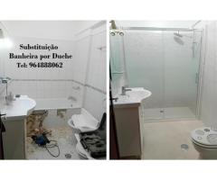 Substituição de banheira por base de duche